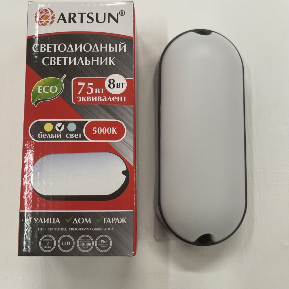 Светильник уличный для гаража, склада, хозблока ARTSUN SSB-3-8W-5000K Модель SSB-3 (2шт)