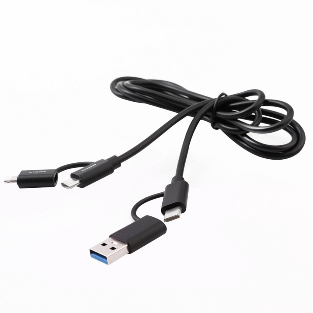 Кабель 4в1 USB/Type C-Type C/Lightning 5А черный 1,2м ERGOLUX