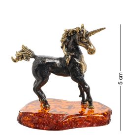 Народные промыслы AM-1970 Фигурка «Единорог» (латунь, янтарь)