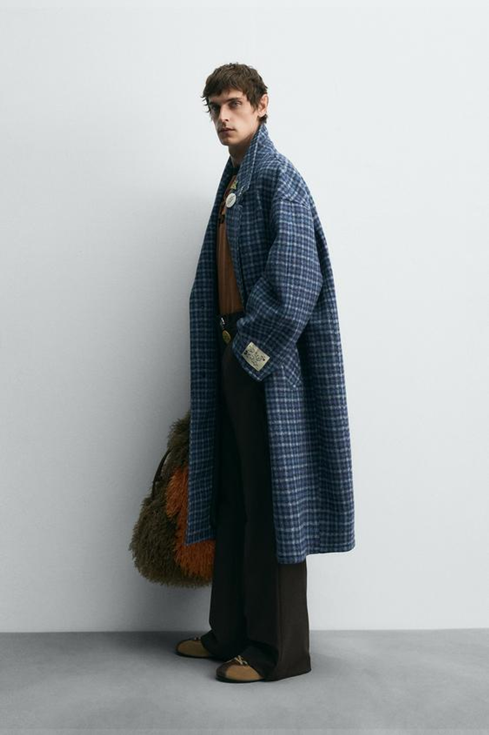 ZARA HARRY LAMBERT X DISNEY ПАЛЬТО OVERSIZE В КЛЕТКУ, СИНИЙ