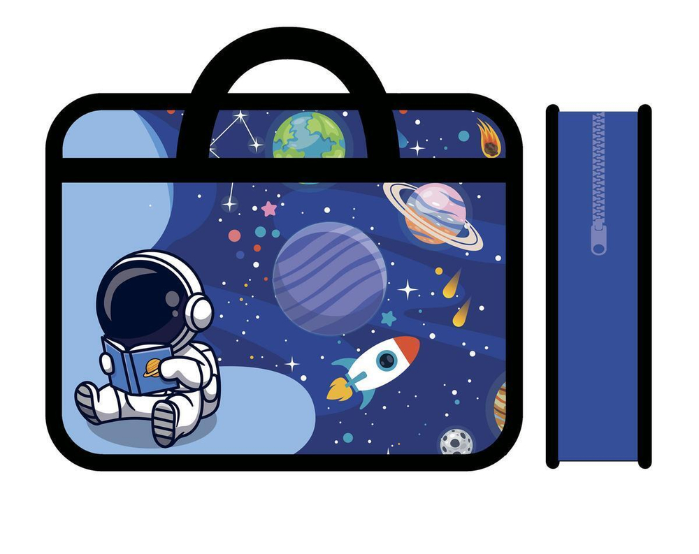 Папка пласт, с ручками А4, широкая 330/260/120 "Космическая история 2023" (Пчелка)