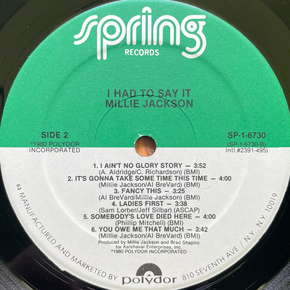 Millie Jackson ‎– I Had To Say It (США 1980г.)