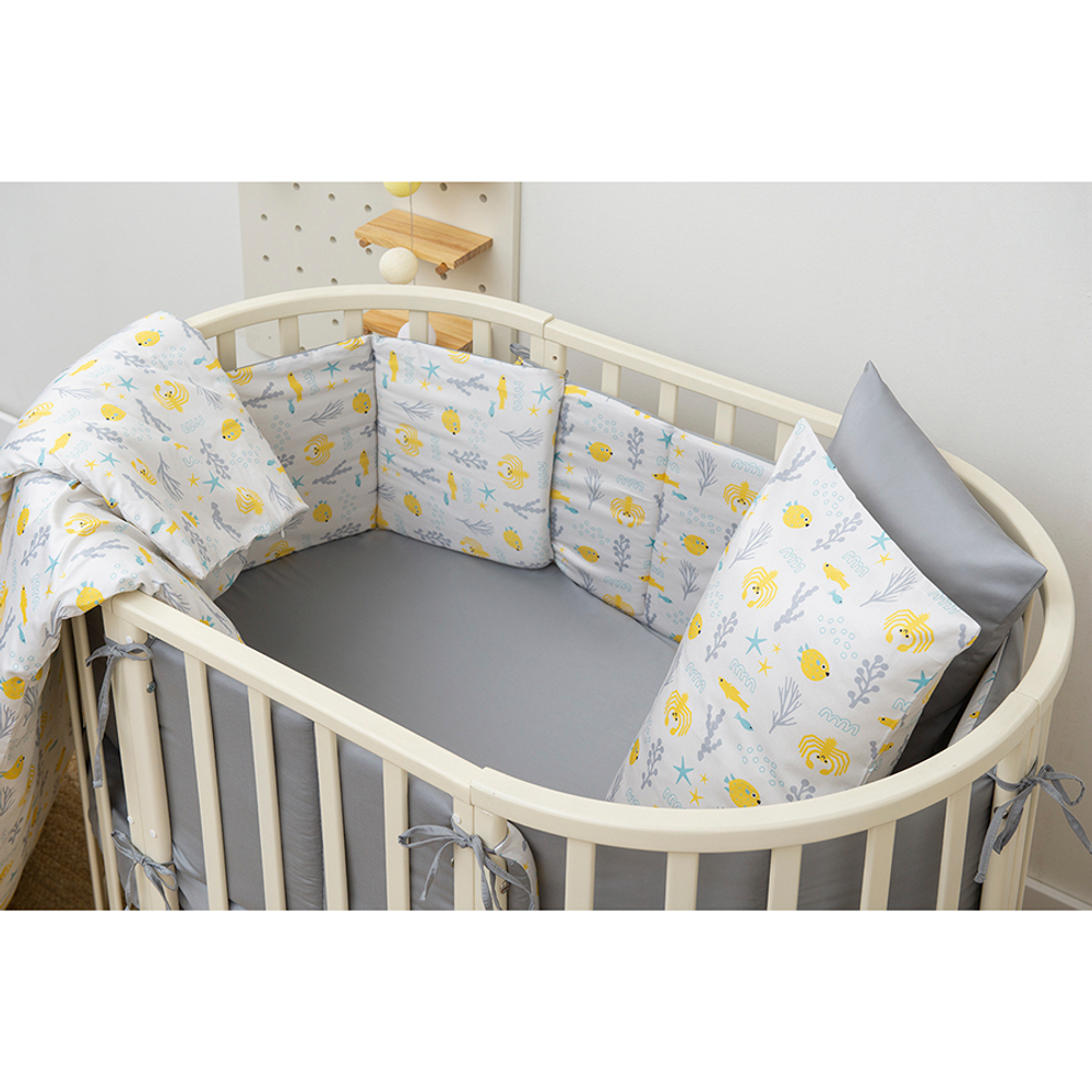 Комплект постельного белья из сатина с принтом oceania world из коллекции tiny world, 110х140 см