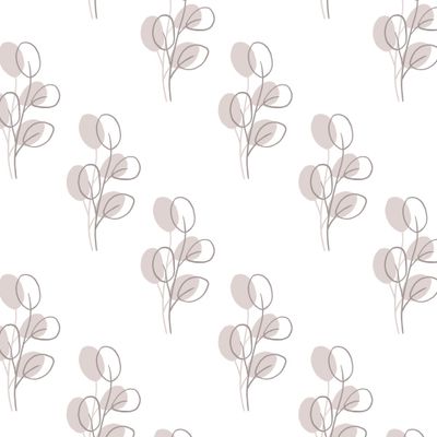 Ветки эвкалипта. Eucalyptus branches. Line art and silhouette
