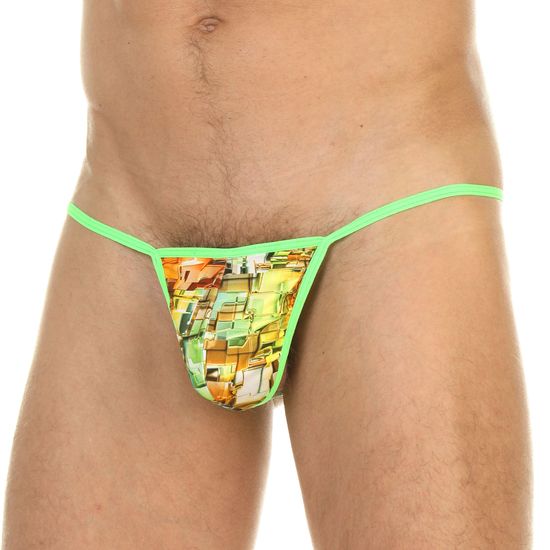 Мужские трусы стринги зеленые с принтом Cosmos Colors CP01GYO