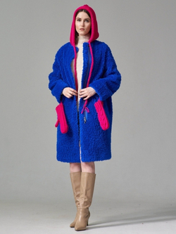 Шуба женская чебурашка из шерсти тедди, SilverFox (арт. S969cb)