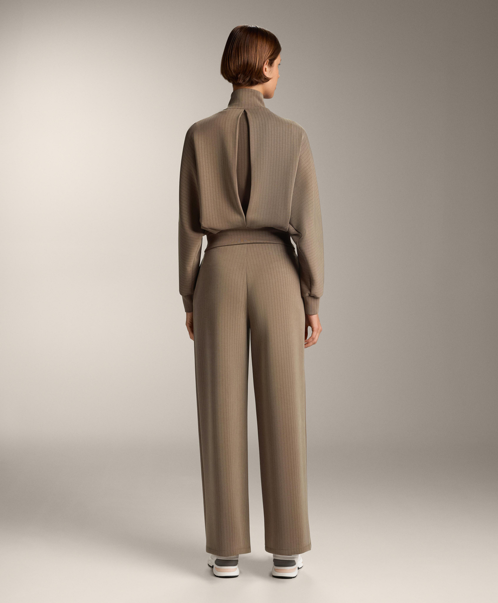 OYSHO Брюки прямого кроя с полосками из модала, мокко