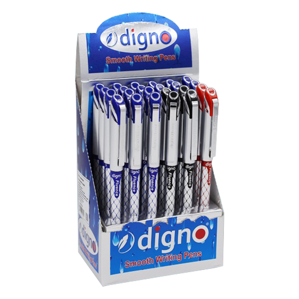 Ручка шариковая, масляная, Digno, 3 цвета чернил, серия "FLUENCE", серебристый корпус с рисунком, 24 шт