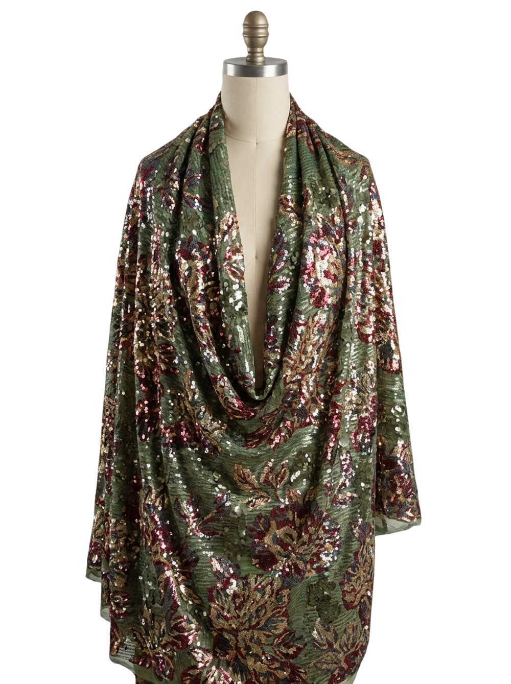 Пайетка на сетке хаки