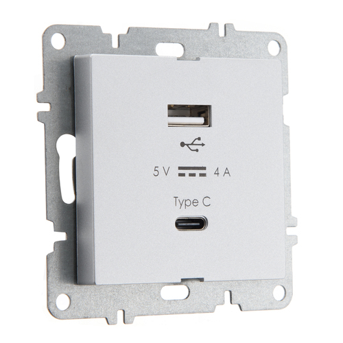 Устройство зарядное USB (A+C) ARVIA Electric, высокоскоростная зарядка, 20В 4.0А, металлик 50032000312