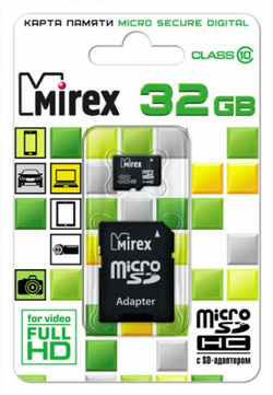 Карта памяти MicroSD 32-GB MIREX Class-10