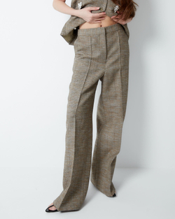 Брюки на подкладке из шерсти Стелла Маккартни елочка зеленый/бежевый