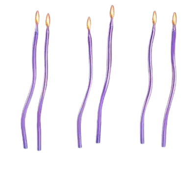 Свечи для торта витые "Серпантин" 6 шт, коктейльные, фиолетовые