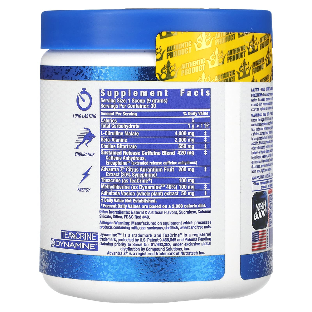 Ronnie Coleman, Signature Series, Yeah Buddy, энергетический порошок перед тренировкой, с кислинкой, 270 г (9,5 унции)