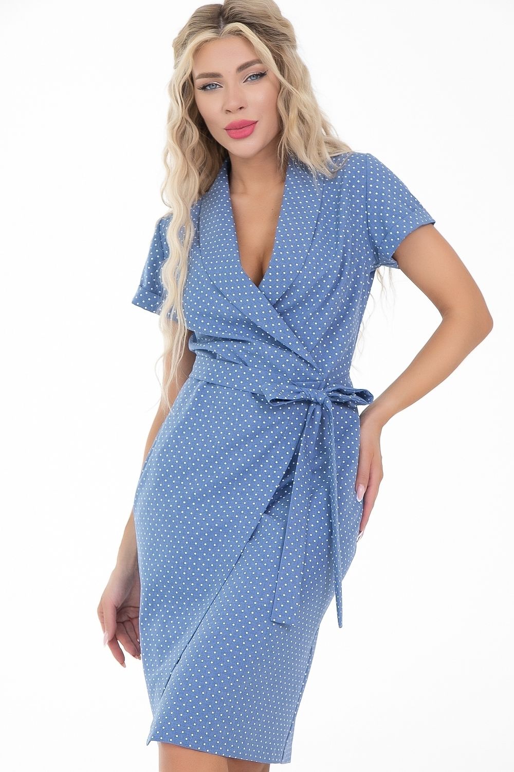 Платье Идеальное лето (горошки,джинс) Diolche (Акция)