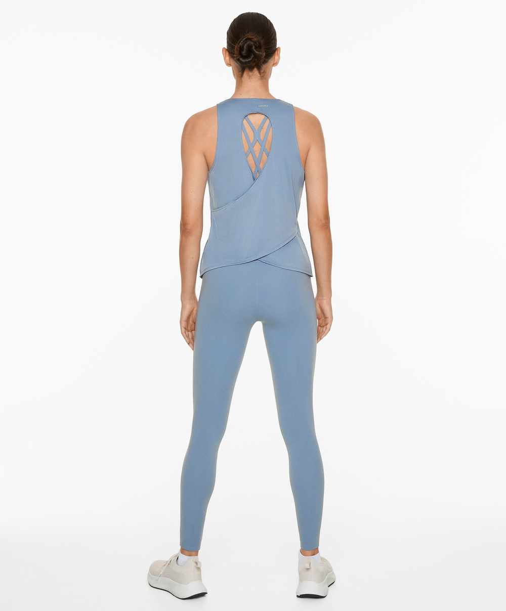 Oysho Футболка комфортлюкс с перекрестной спиной, туманный синий