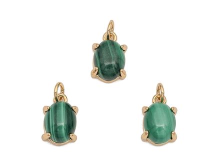 Подвеска овальная-мини, малахит, 10мм