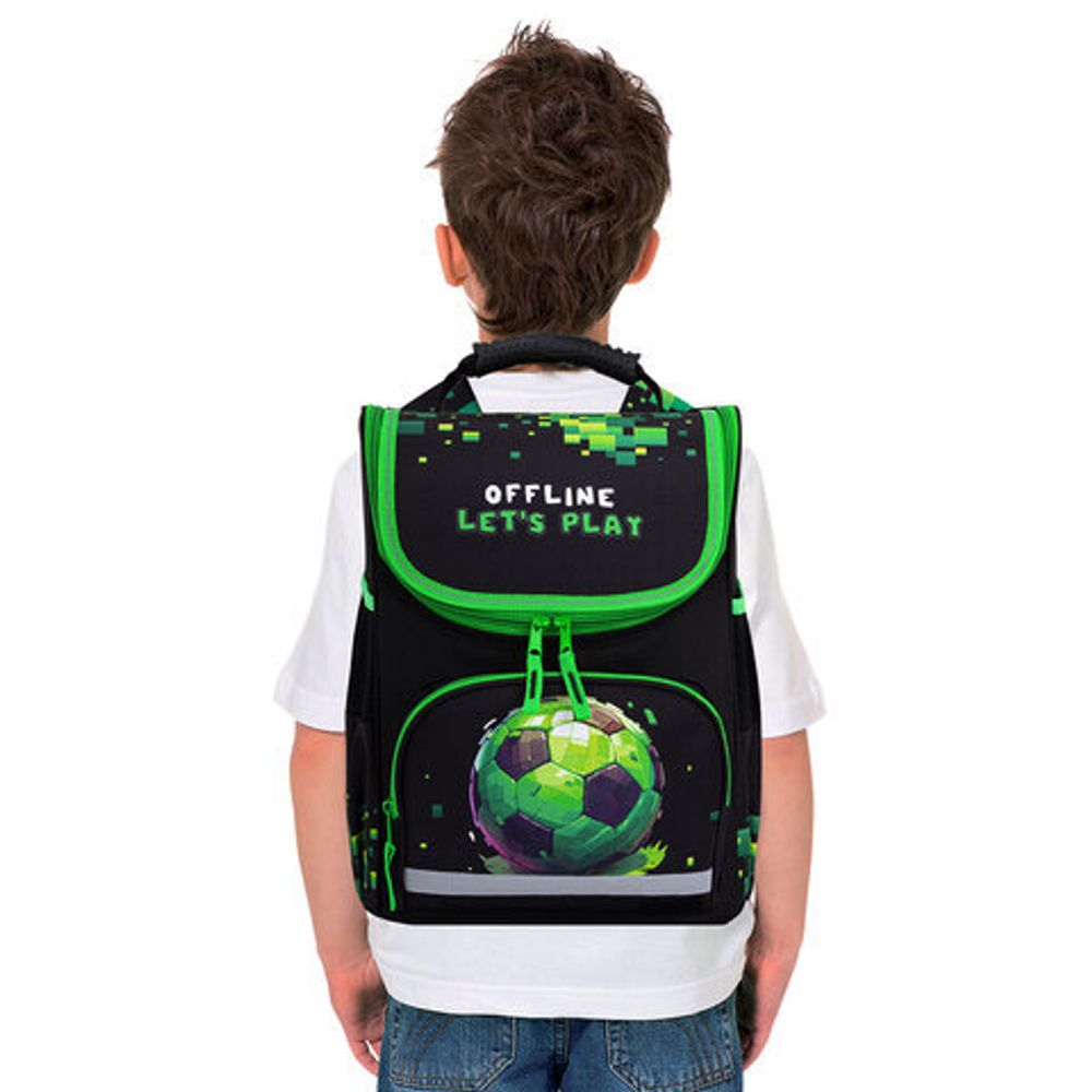 Ранец ПИФАГОР BASIC, 1 отделение, 3 кармана, эргономичная спинка, "Offline", 35х28х18 см, 273139