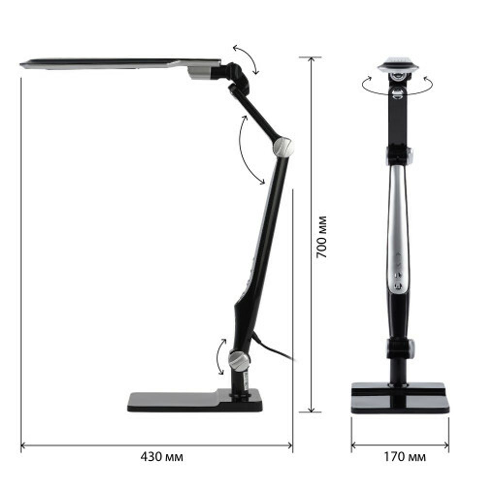 Настольный светильник ЭРА NLED-497-12W-BK светодиодный на струбцине и с основанием черный