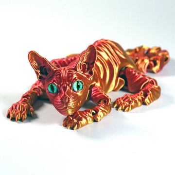 Подвижный кот Сфинкс, игрушка антистресс, красный с золотым
