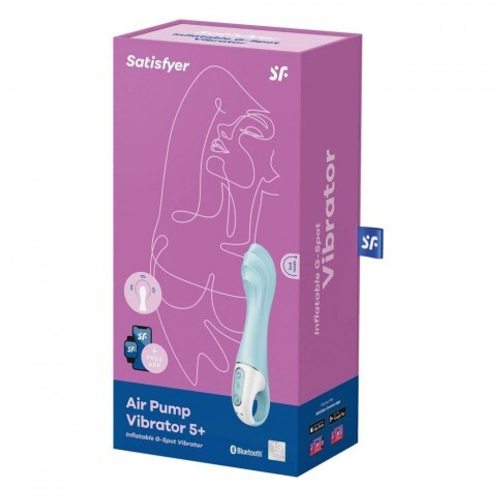 Надувной вибратор для точки-G Satisfyer Air Pump Vibrator 5+ голубой