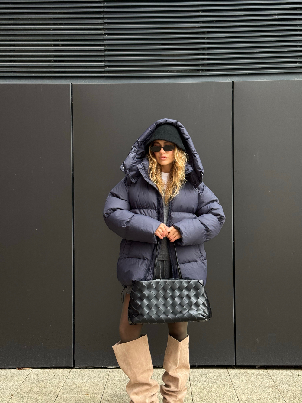 Пуховик Рокет миди синий