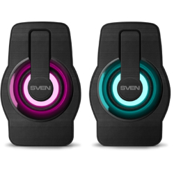 SVEN 255, чёрный, USB, акустическая система 2.0,  мощность 2x3 Вт(RMS), подсветка