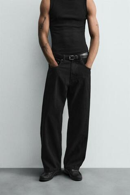 ZARA ДЖИНСЫ BAGGY FIT, ЧЕРНЫЙ