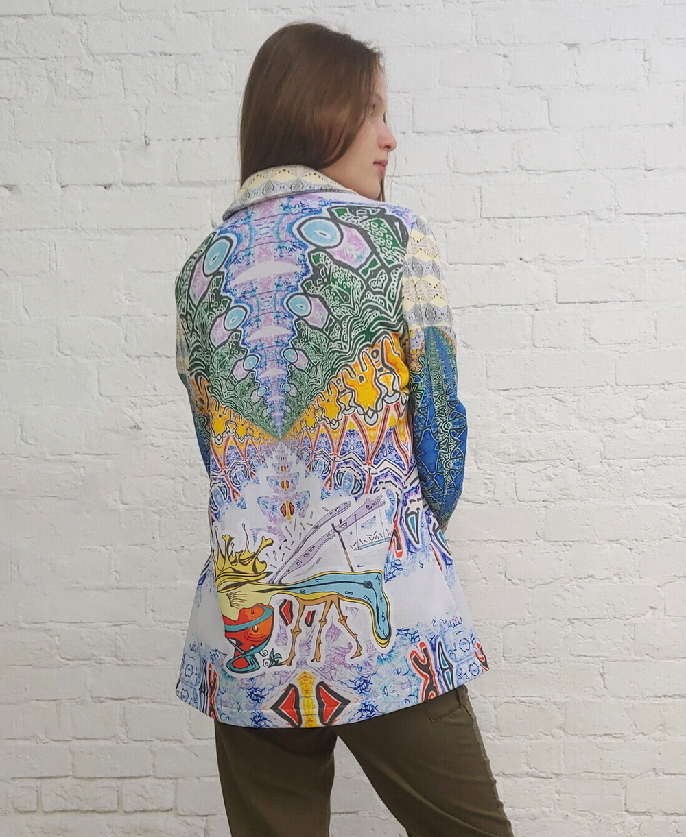 Трикотажный жакет "Графика Дали", по мотивам литографий Сальвадора Дали из серии "Витражи"