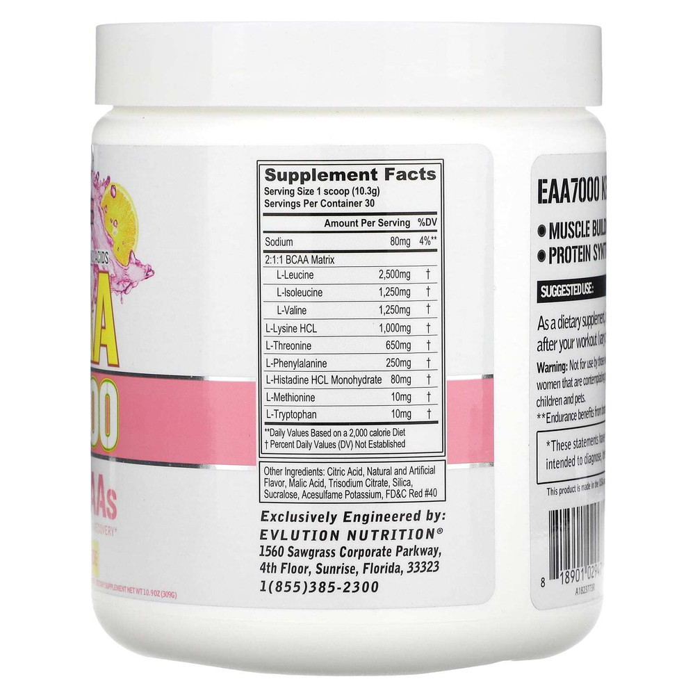 EVLution Nutrition, EAA 7000, розовый лимонад, 309 г (10,9 унции)