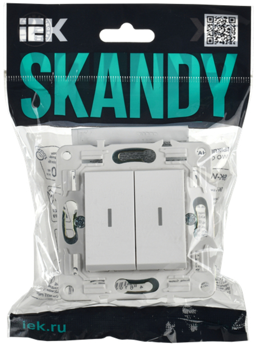 SKANDY Выключатель 2-клавишный проходной с индикацией 10А SK-V10W арктический белый IEK