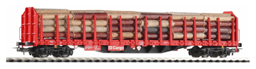 Грузовая платформа с боковыми стойками Roos-t642 груженая пиломатериалами DB AG V