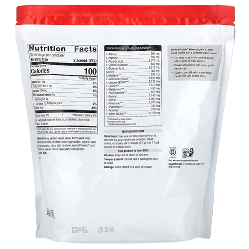 Metagenics, Perfect Protein® Whey, натуральная ваниль, 810 г (1 фунт 12,57 унции)