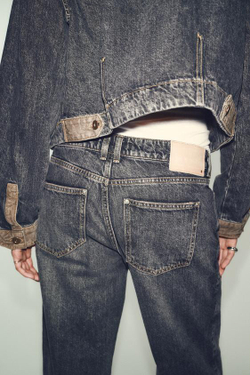 ZARA ДЖИНСЫ Z1975 STRAIGHT С ОТВОРОТАМИ СНИЗУ, ЧЕРНЫЙ