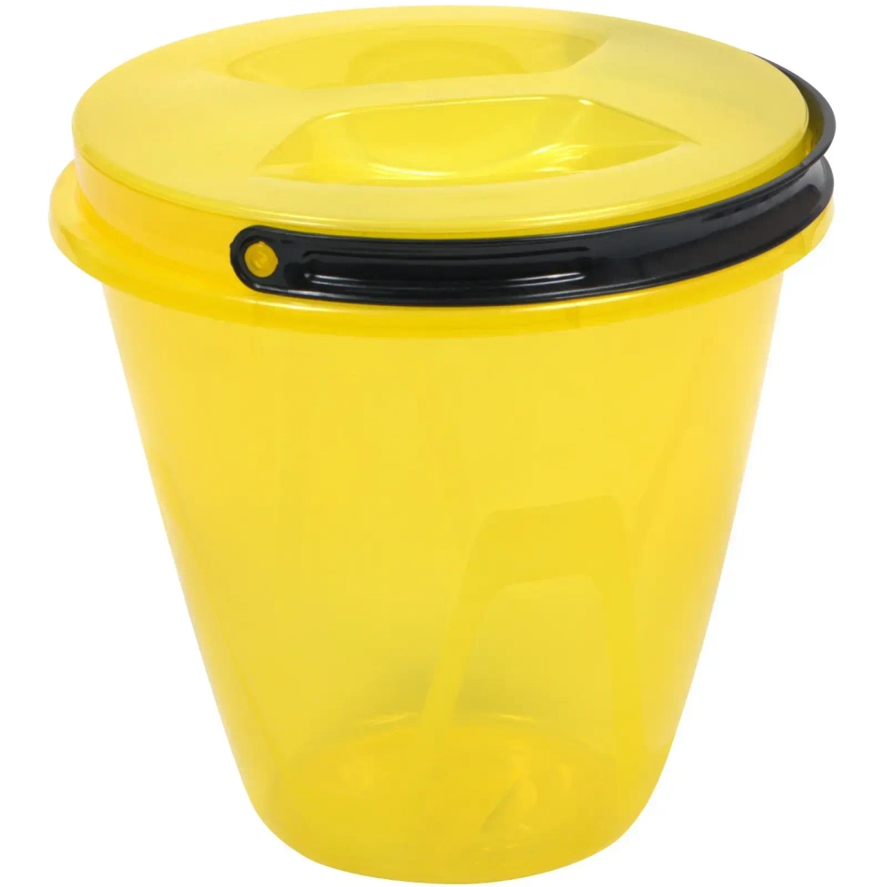 Ведро с крышкой Лайт 10л прозрачное желтое