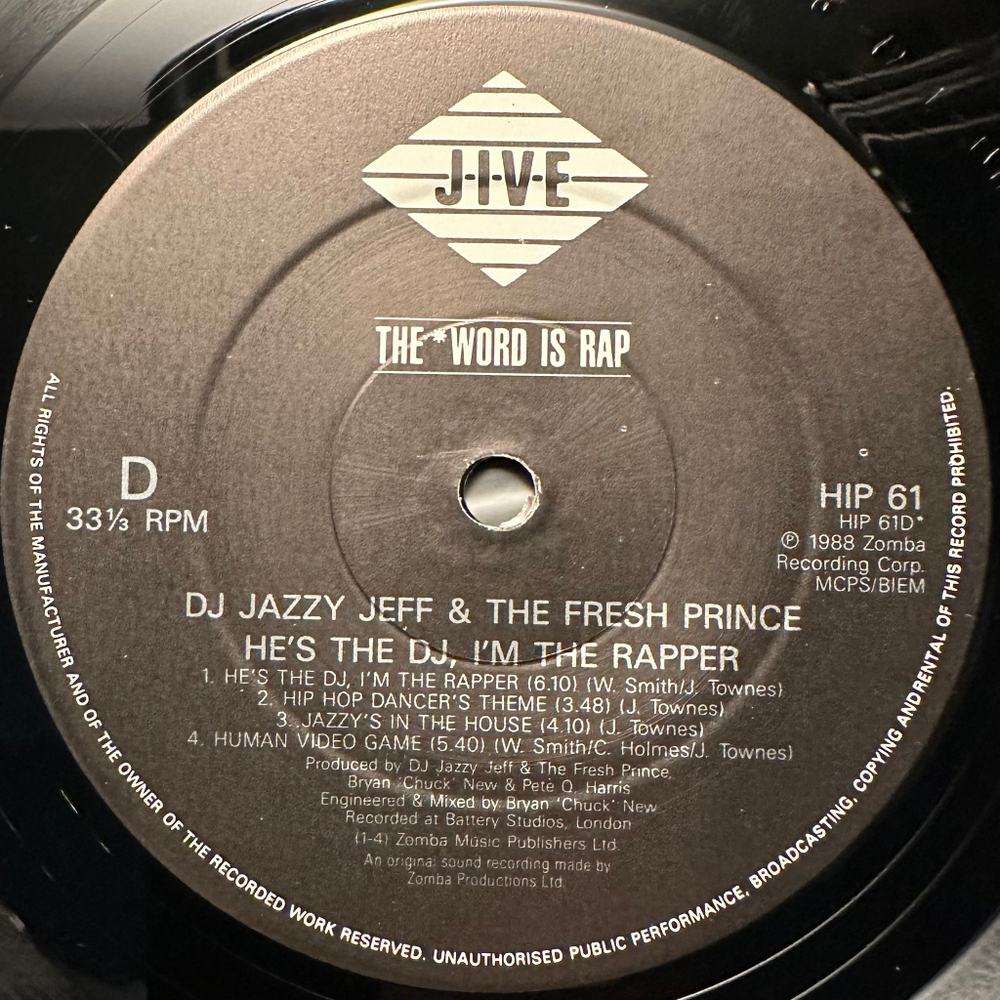 DJ Jazzy Jeff & The Fresh Prince - He's The DJ, I'm The Rapper 2LP (Англия 1988г.)