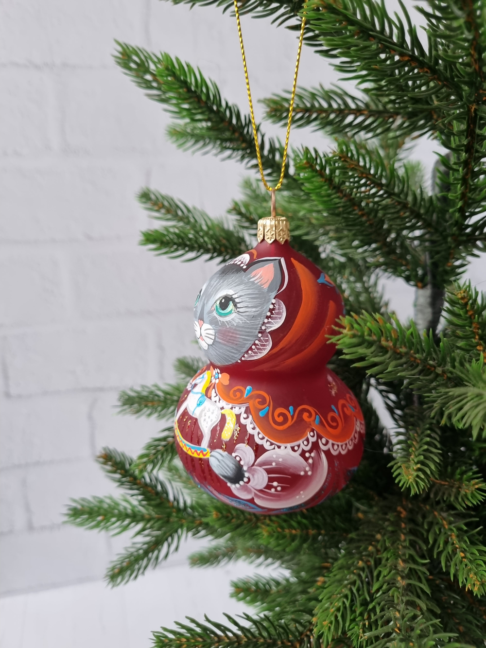 Кошечка Машка стеклянная игрушка