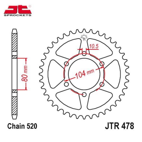 JT JTR478.38 звезда задняя (ведомая), 38 зубьев