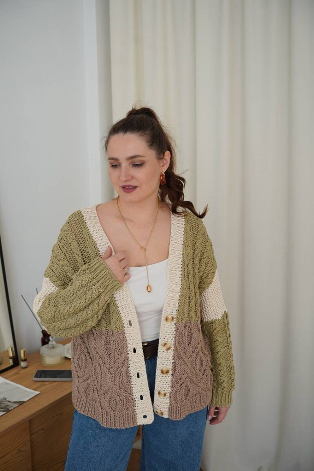 Описание кардигана спицами МАРИ, Автор — Валентина Пасхина