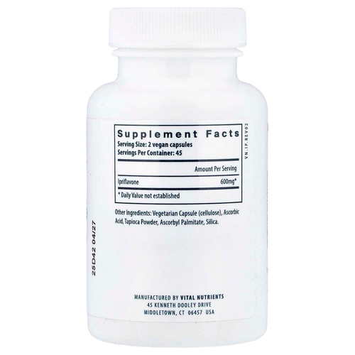 Vital Nutrients, иприфлавон, 90 веганских капсул (300 мг в 1 капсуле)