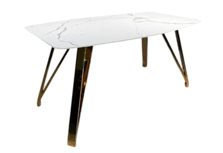 Стол обеденный Ist Casa Соар-2, 160х90х76 см, бело-серая керамика, золото