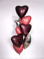 Шар (19''/48 см) Сердце, Темная вишня, 1 шт.