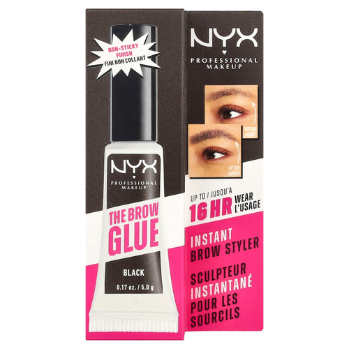 NYX Professional Makeup, The Brow Glue, мгновенный стайлер для бровей, 05 черный, 5 г (0,17 унции)