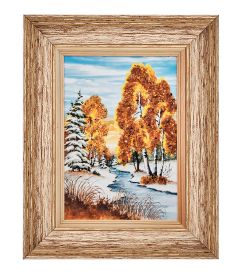AMB-01/70 Картина «Ранняя зима» (с янтарной крошкой) пласт.рамка 33х42см