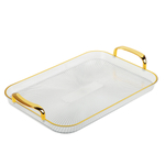 Поднос прямоугольный с ручками с золотой каемкой 42,5x27x3см РЕТ