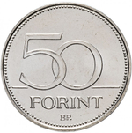 50 форинтов. 70 лет форинту. Венгрия. 2016 г. UNC