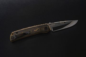 Премиальный японский нож Rockstead HIGO II X-FCF-ZDP (DMG) 67 HRC - рукоять титан + карбон Dark Matter Gold, сталь ZDP-189