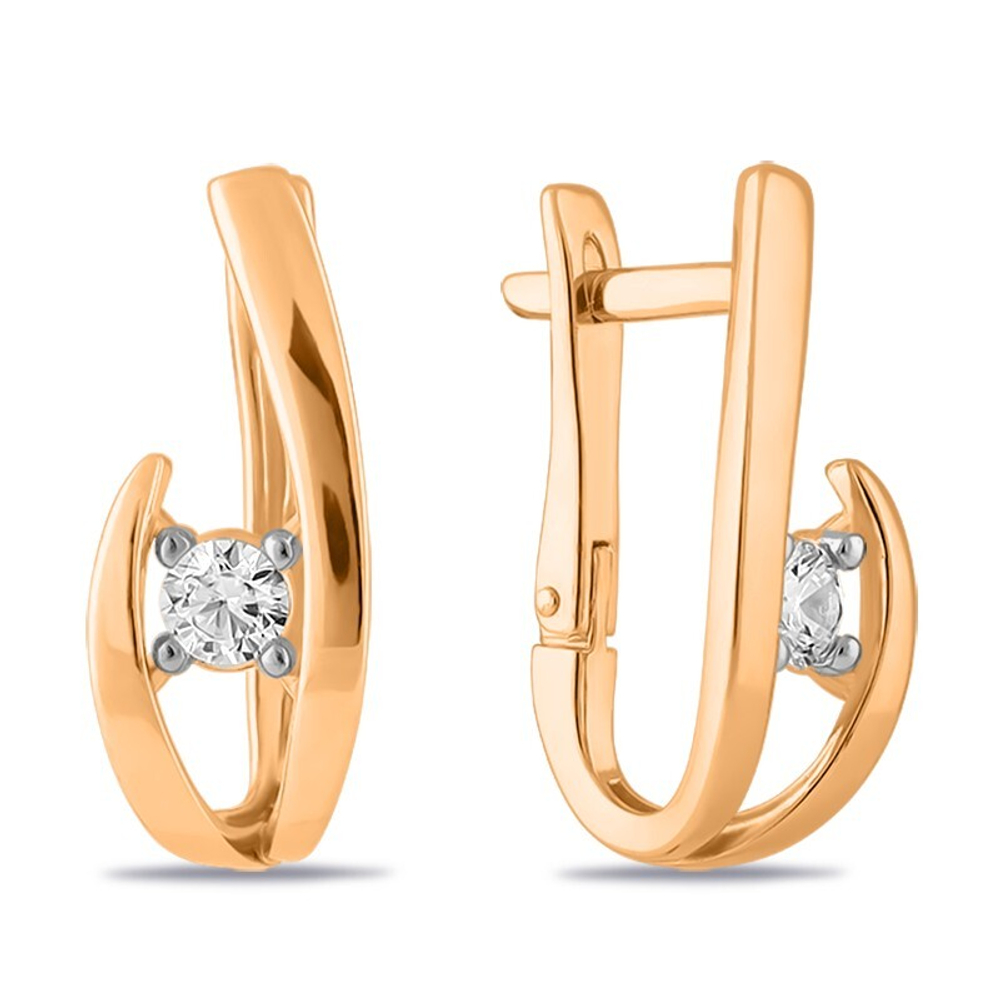 Серьги из золота 585 пробы с Фианит