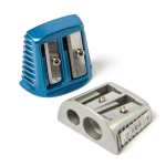 Точилка металлическая Yalong, 2 отверстия, эргономичной формы, ассорти, картонная упаковка