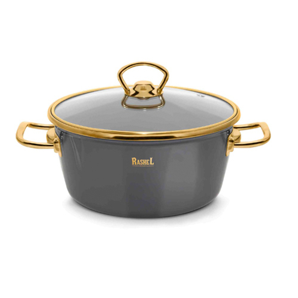 Кастрюля 2,6 л эмалированная с эмал. кр., ручка золото; цвет:графитовый код.R0820 Турция